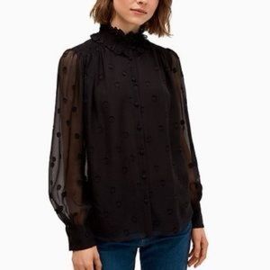 kate spade black polka dot blouse NWOT size M